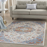 Nourison Elation Floral Ivory Blue 5'3" x 7'3" Area Rug, Easy-Cleaning, Non Shedding, Bed Room, Living Room, Dining Room, Kitchen (5x7)