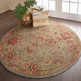 Nourison Somerset Bohemian Light Green 5'6" x Round Area -Rug, Easy -Cleaning, Non Shedding, Bed Room, Living Room, Dining Room, Kitchen (6 Round)" }