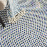 Nourison Courtyard Indoor/Outdoor Ivory Blue 4' x 6' Area Rug, Geometric, Easy Cleaning, Non Shedding, Bed Room, Living Room, Dining Room, Deck, Patio, Backyard (4x6)