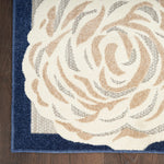 Nourison Aloha Indoor-Outdoor Blue Grey 2'8" x 4' Area Rug, Easy Cleaning, Non Shedding, Bed Room, Living Room, Dining Room, Backyard, Deck, Patio (3x4)