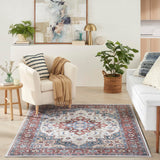 Nourison Vintage Home Bohemian Ivory Red 5' x 7' Area -Rug, Easy -Cleaning, Non Shedding, Bed Room, Living Room, Dining Room, Backyard, Deck, Patio (5x7)