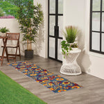 Nourison Aloha Indoor/Outdoor Navy Multicolor 2'3" x 8' Area Rug, Easy Cleaning, Non Shedding, Bed Room, Living Room, Dining Room, Backyard, Deck, Patio (2x8)