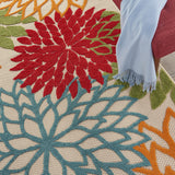 Nourison Aloha Indoor/Outdoor Green 3'6" x 5'6" Area Rug, Tropical, Botanical, Easy Clean, Non Shedding, Bed Room, Living Room, Dining Room, Deck, Backyard, Patio (3x5)