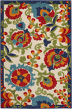 Nourison Aloha Indoor/Outdoor Multicolor 2'8'' x 4' Area-Rug, Easy-Cleaning, Non Shedding, Bed Room, Living Room, Dining Room, Backyard, Deck, Patio (3x4)