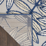 Nourison Aloha Indoor/Outdoor Ivory/Navy 2'3" x 12' Area Rug, Easy Cleaning, Non Shedding, Bed Room, Living Room, Dining Room, Backyard, Deck, Patio (2x12)