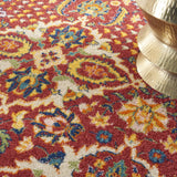 Nourison Allur Traditional Red Multicolor 5'3" x 7'3" Area -Rug, Easy -Cleaning, Non Shedding, Bed Room, Living Room, Dining Room, Kitchen (5x7)