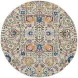 Nourison Passion Ivory/Multi 4' x Round Area Rug, Boho, Moroccan, Bed Room, Living Room, Dining Room, Kitchen, Easy Cleaning, Non Shedding, (4' Round)