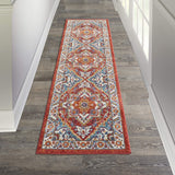 Nourison Passion Traditional Red Multi Colored 2'2" x 7'6" Area -Rug, Easy -Cleaning, Non Shedding, Bed Room, Living Room, Dining Room, Kitchen (2x8)