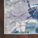 Nourison Washables Floral Grey Blue 6' x 9' Area -Rug, Easy -Cleaning, Non Shedding, Bed Room, Living Room, Dining Room, Kitchen (6x9)