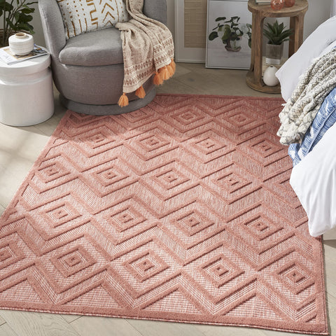 Nourison Versatile Indoor/Outdoor Coral/Orange 5' x 7' Area Rug, Easy Cleaning, Non Shedding, Bed Room, Living Room, Dining Room, Deck, Backyard, Patio, High Traffic Area (5x7)