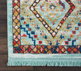 Nourison Tribal Decor Tribal Aqua 2'2" x 7'9" Area Rug, Easy Cleaning, Non Shedding, Bed Room, Living Room, Dining Room, Kitchen (2x8)