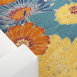 Nourison Allur Turquoise Multicolor 4' x 6' Area Rug, Modern, Floral, Bed Room, Living Room, Dining Room, Kitchen, Easy Cleaning, Non Shedding