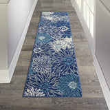 Nourison Passion 10' Runner Navy Fabric Contemporary Area Rug (10' Runner)