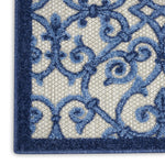 Nourison Aloha Indoor/Outdoor Grey/Blue 2'3" x 8' Area Rug, Transitional, French Country, Easy Cleaning, Non Shedding, Bed Room, Kitchen, Living Room, Deck, Backyard, (8' x Runner)
