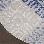 Nourison Whimsicle Tribal Grey Blue 5' x Round Area Rug, Easy Cleaning, Non Shedding, Bed Room, Living Room, Dining Room, Kitchen (5 Round)