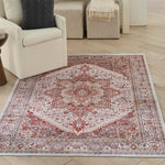 Nourison Vintage Home Vintage Ivory Red 5' x 7' Area -Rug, Easy -Cleaning, Non Shedding, Bed Room, Living Room, Dining Room, Backyard, Deck, Patio (5x7)