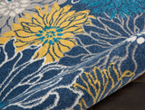 Nourison Passion Blue 3'9" x 5'9" Area Rug, Floral, Farmhouse, Easy Clean, Non Shedding, Bed Room, Living Room, Dining Room, Kitchen, (4' x 6')