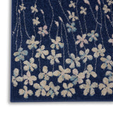 Nourison Tranquil Floral Navy 2'3" x 7'3" Area Rug, Easy Cleaning, Non Shedding, Bed Room, Living Room, Dining Room, Kitchen (2x7)