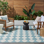 Nourison Positano Indoor/Outdoor Aqua 5' x 7' Area Rug, Easy Cleaning, Non Shedding, Bed Room, Living Room, Dining Room, Backyard, Deck, Patio (5x7)