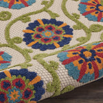 Nourison Aloha Indoor/Outdoor Blue/Multicolor 2' x 6' Area -Rug, Easy -Cleaning, Non Shedding, Bed Room, Living Room, Dining Room, Deck, Backyard, Patio (2x6)