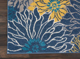 Nourison Passion Blue 3'9" x 5'9" Area Rug, Floral, Farmhouse, Easy Clean, Non Shedding, Bed Room, Living Room, Dining Room, Kitchen, (4' x 6')