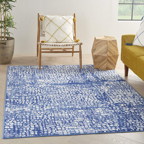 Nourison Whimsicle Abstract Ivory Navy 6' x 9' Area -Rug, Easy -Cleaning, Non Shedding, Bed Room, Living Room, Dining Room, Kitchen (6x9)