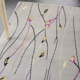 Nourison Grafix Grey 3'9" x 5'9" Area Rug, Modern, Botanical , Bed Room, Living Room, Dining Room, Kitchen, Easy Clean, Non Shedding, (4' x 6')