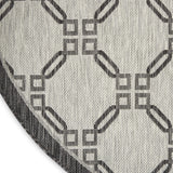 Nourison Garden Party Ivory/Charcoal 5'3" x Round Area Rug, Traditional, Trellis, Bed Room, Living Room, Dining Room, Kitchen, Easy Cleaning, Non Shedding, (5' Round)