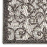 Nourison Aloha Indoor/Outdoor Grey/Charcoal 2'3" x 8' Area Rug, Transitional, French Country, Easy Cleaning, Non Shedding, Bed Room, Kitchen, Living Room, Deck, Backyard, (8' x Runner)