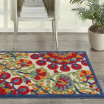 Nourison Aloha Indoor/Outdoor Red/Multi 2'8" x 4' Area Rug, Easy Cleaning, Non Shedding, Bed Room, Living Room, Dining Room, Deck, Backyard, Patio (3x4)