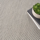 Nourison Courtyard Indoor/Outdoor Ivory/Charcoal 5' x Square Area Rug, Easy Cleaning, Non Shedding, Bed Room, Living Room, Dining Room, Backyard, Deck, Patio (5 Square)