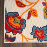Nourison Aloha Indoor-Outdoor Multicolor 2'8" x 4' Area Rug, Easy Cleaning, Non Shedding, Bed Room, Living Room, Dining Room, Backyard, Deck, Patio (3x4)