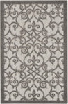 Nourison Aloha Indoor/Outdoor Grey/Charcoal 2'8" x 4' Area Rug, Transitional, French Country, Easy Cleaning, Non Shedding, Bed Room, Kitchen, Living Room, Deck, Backyard, (3' x 4')