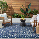 Nourison Essentials Outdoor Navy Ivory 5' x 7' Area Rug, Easy Cleaning, Non Shedding, Bed Room, Living Room, Dining Room, Deck, Backyard, Patio (5x7)