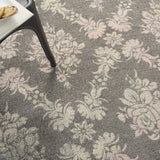 Nourison Tranquil Damask Grey/Pink 4' x 6' Area -Rug, Easy -Cleaning, Non Shedding, Bed Room, Living Room, Dining Room, Kitchen (4x6)
