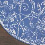 Nourison Whimsicle Floral Blue 5' x Round Area Rug, Easy Cleaning, Non Shedding, Bed Room, Living Room, Dining Room, Kitchen (5 Round)