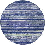 Nourison Whimsicle Tribal Navy Ivory 5' x round Area Rug, Easy Cleaning, Non Shedding, Bed Room, Living Room, Dining Room, Kitchen (5 Round)