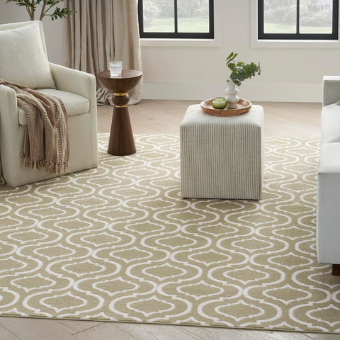 Nourison Jubilant Contemporary Olive 5'3" x 7'3" Area -Rug, Easy -Cleaning, Non Shedding, Bed Room, Living Room, Dining Room, Kitchen (5x7)" }