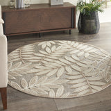Nourison Aloha Indoor/Outdoor Natural 5'3" x Round Area Rug, Easy Cleaning, Non Shedding, Bed Room, Living Room, Dining Room, Backyard, Deck, Patio (5 Round)