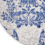 Nourison Whimsicle Damask Ivory Navy 5' x round Area Rug, Easy Cleaning, Non Shedding, Bed Room, Living Room, Dining Room, Kitchen (5 Round)