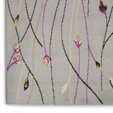 Nourison Grafix Grey 2'3" x 12' Area Rug, Modern, Botanical , Bed Room, Living Room, Dining Room, Kitchen, Easy Clean, Non Shedding, (12' Runner)