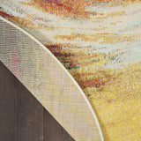 Nourison Celestial Multicolor Wave 4' x Round Area Rug, Abstract, Spiral, Bed Room, Living Room, Dining Room, Kitchen, Easy Cleaning, Non Shedding, (4' Round)