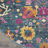 Nourison Passion Denim 5'3" x Round Area -rug, Boho, Moroccan, Bed Room, Living Room, Dining Room, Kitchen, Easy -cleaning, Non Shedding, (5' Round)