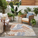 Nourison Aloha Indoor/Outdoor Blue Mocha 3'6" x 5'6" Area Rug, Easy Cleaning, Non Shedding, Bed Room, Living Room, Dining Room, Backyard, Deck, Patio (4x6)