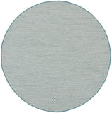 Nourison Courtyard Indoor/Outdoor Ivory/Aqua 4' x Round Area Rug, Easy Cleaning, Non Shedding, Bed Room, Living Room, Dining Room, Backyard, Deck, Patio (4 Round)
