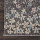 Nourison Tranquil Floral Grey/Beige 2'3" x 7'3" Area Rug, Easy Cleaning, Non Shedding, Bed Room, Living Room, Dining Room, Kitchen (2x7)