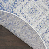 Nourison Whimsicle Tribal Ivory Blue 5' x Round Area Rug, Easy Cleaning, Non Shedding, Bed Room, Living Room, Dining Room, Kitchen (5 Round)