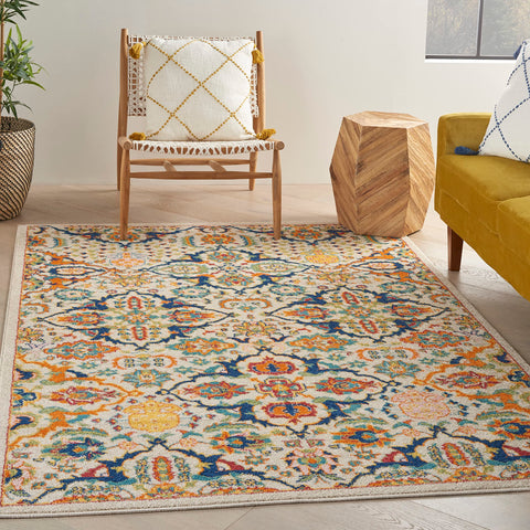 Nourison Allur Traditional Ivory/Multi 3' x 5' Area-Rug, Easy-Cleaning, Non Shedding, Bed Room, Living Room, Dining Room, Kitchen (3x5)