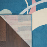 Nourison Grafix Geometric Blue Multi Colored 3'9" x 5'9" Area Rug, Easy Cleaning, Non Shedding, Bed Room, Living Room, Dining Room, Kitchen (4x6)