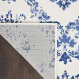 Nourison Whimsicle Damask Ivory Navy 6' x 9' Area Rug, Easy Cleaning, Non Shedding, Bed Room, Living Room, Dining Room, Kitchen (6x9)
